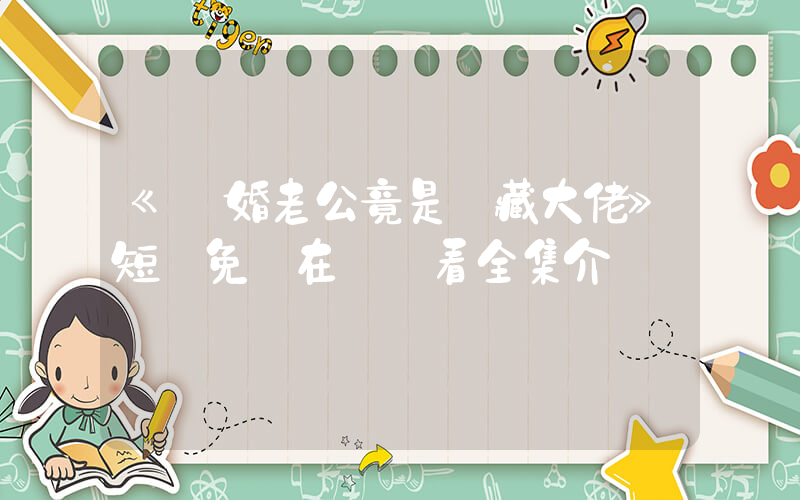 《閃婚老公竟是隱藏大佬》短劇免費在線觀看全集介紹插圖
