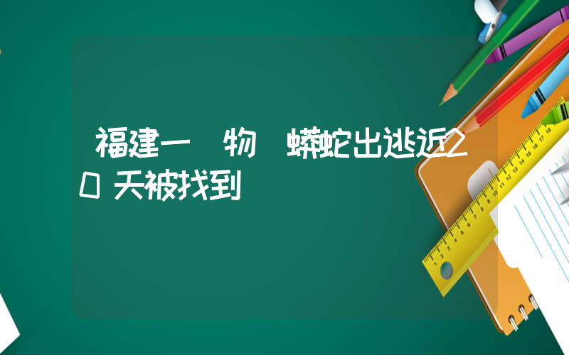 福建一動物園蟒蛇出逃近20天被找到插圖